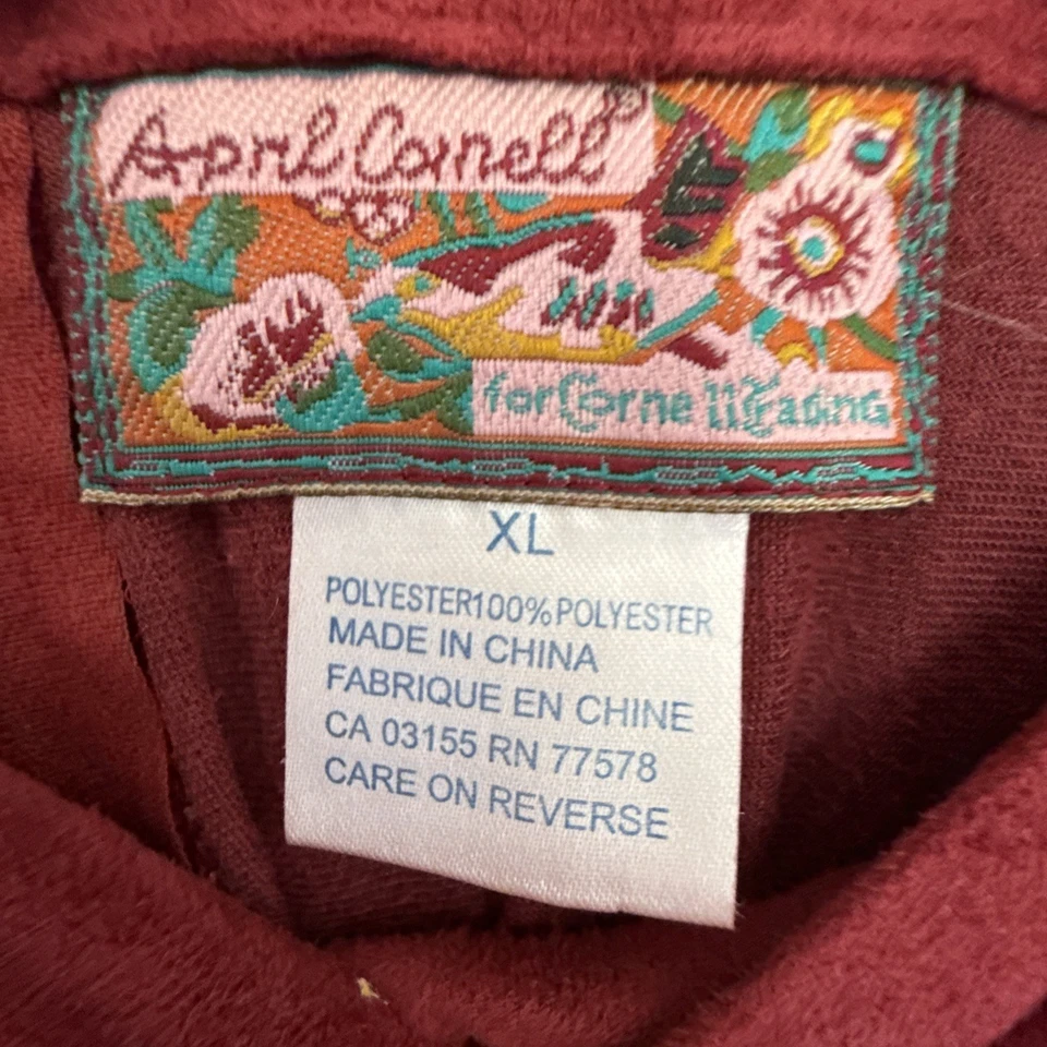 April Cornell Crushed Velour Long Red Ruffled Skirt Plus Size Modest- Size XL - Image 4 of 4