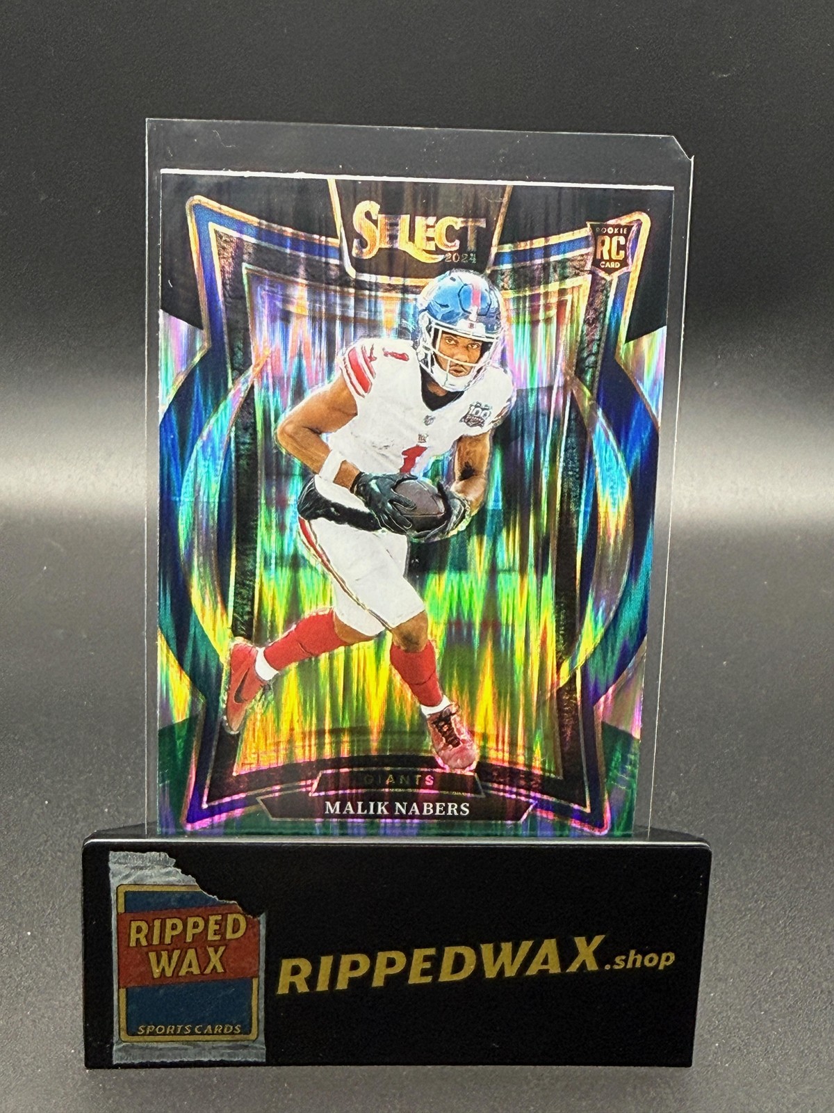 2024 Panini Select #29 Malik Nabers Black & Green Prizm Shock