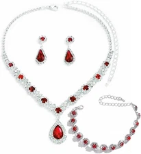 3pcs Jewelry Set for Women, Necklace Dangle Earrings Bracelet Set, Aller