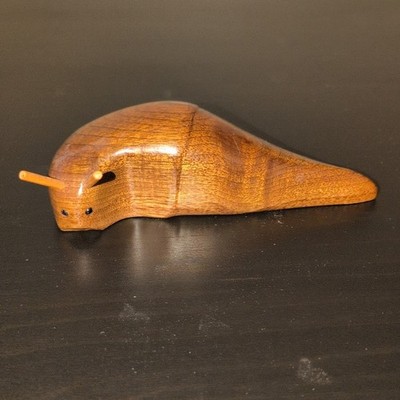 Hand Carved Oregon Myrtlewood Slug Figurine, Signed K. King, Polished