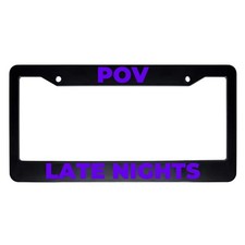 Pov Late Nights Jdm Black Abs Bold Text Standard 2 Hole License Plate Frame