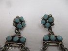 VINTAGE ZUNI INDIAN SNAKE EYES PETIT POINT TURQUOISE TIERED JINGLE EARRINGS STER — photo 3