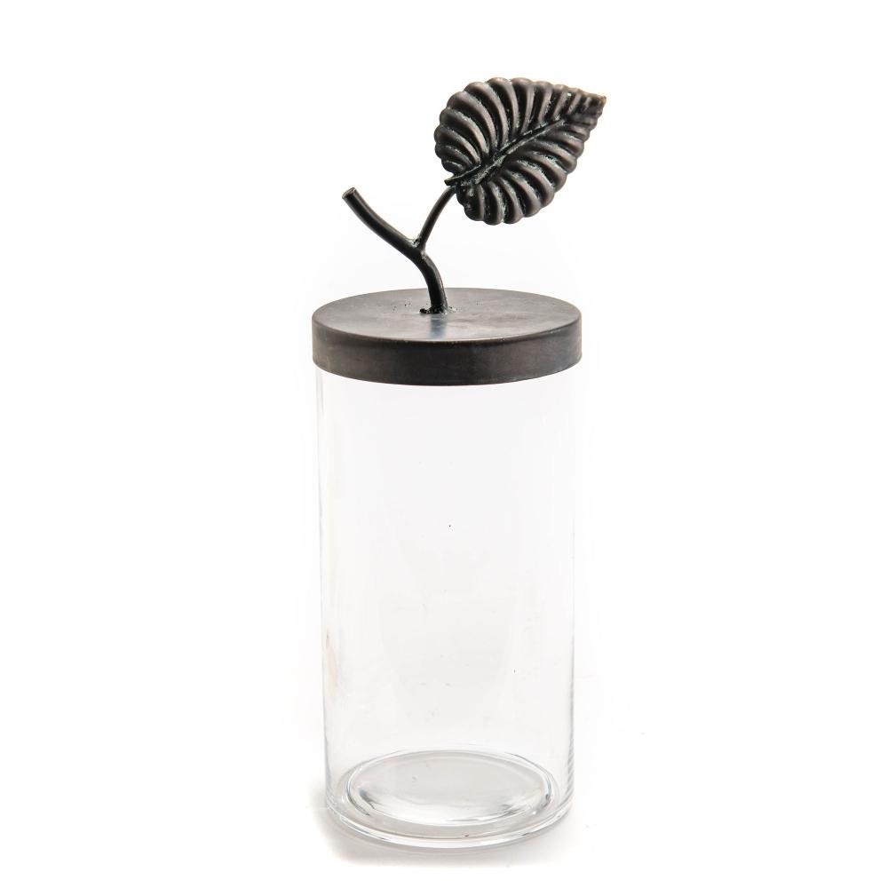 Photophore feuille en verre Amadeus 10.5 cm à relief haut de gamme