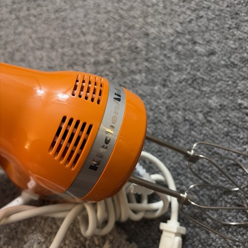KitchenAid Orange 9 Speed Hand Mixer KHM9PCT5 With Beaters Digital Speed Nice! - Picture 2 of 6