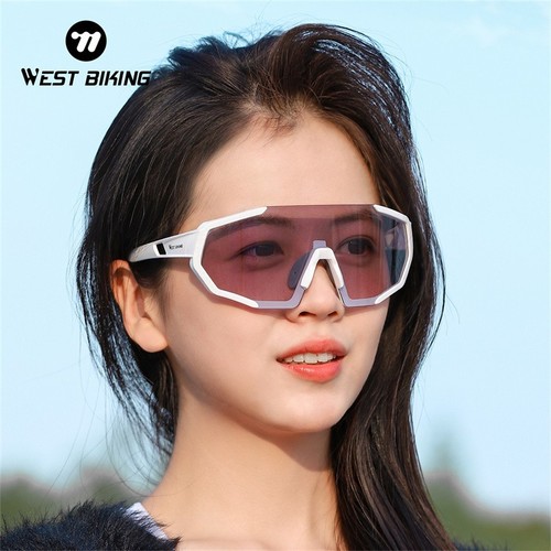 WEST BIKING Photochromic Glasses UV400 Cycling Sunglasses Sports Goggles White - Picture 9 of 19