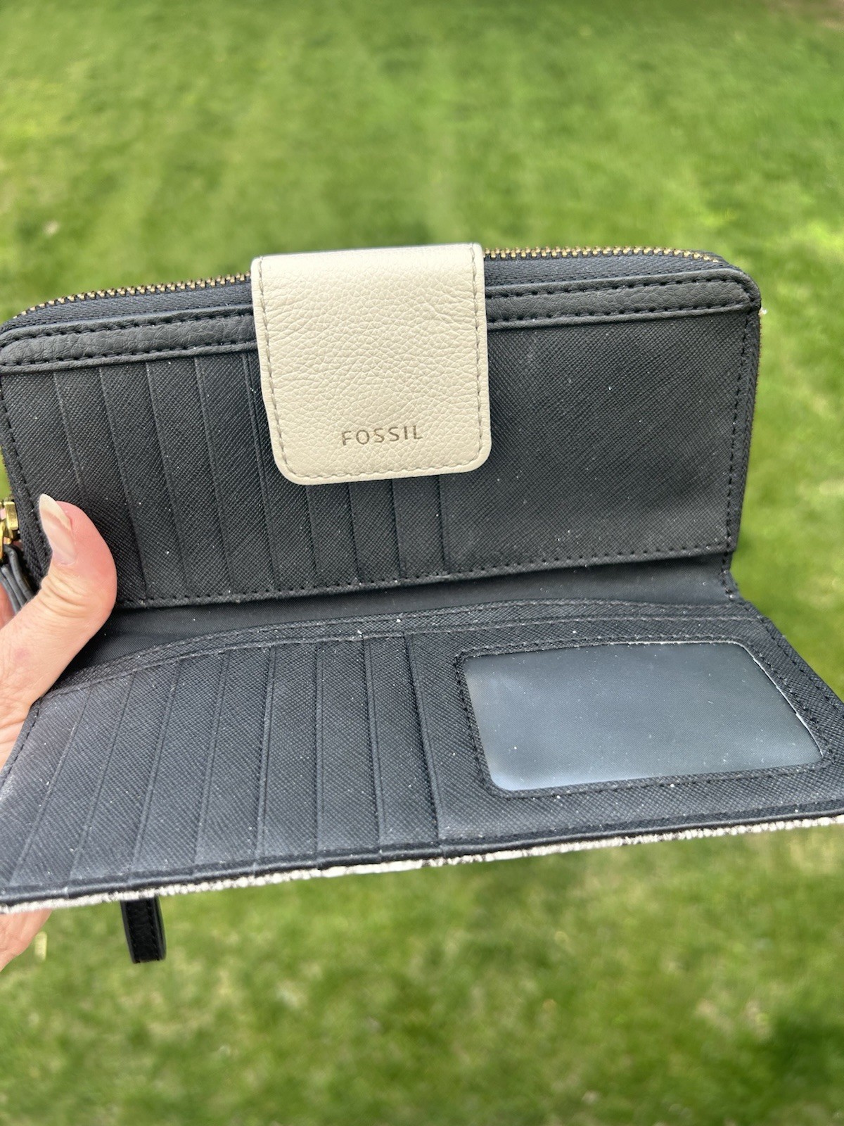 Fossil Madison Gray Leather Python Print Clutch W… - image 2