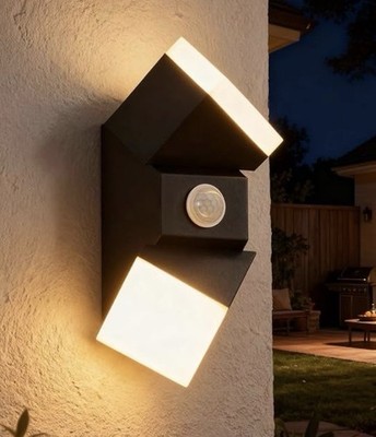 Außen Wandleuchte Wandleuchten Bewegungsmelder Doppelkopf eckig netzbetrieben Lampe 12W