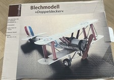 Nostalgie Doppeldecker Blechmodell Flugzeug Metall 38x30x13 cm in OVP