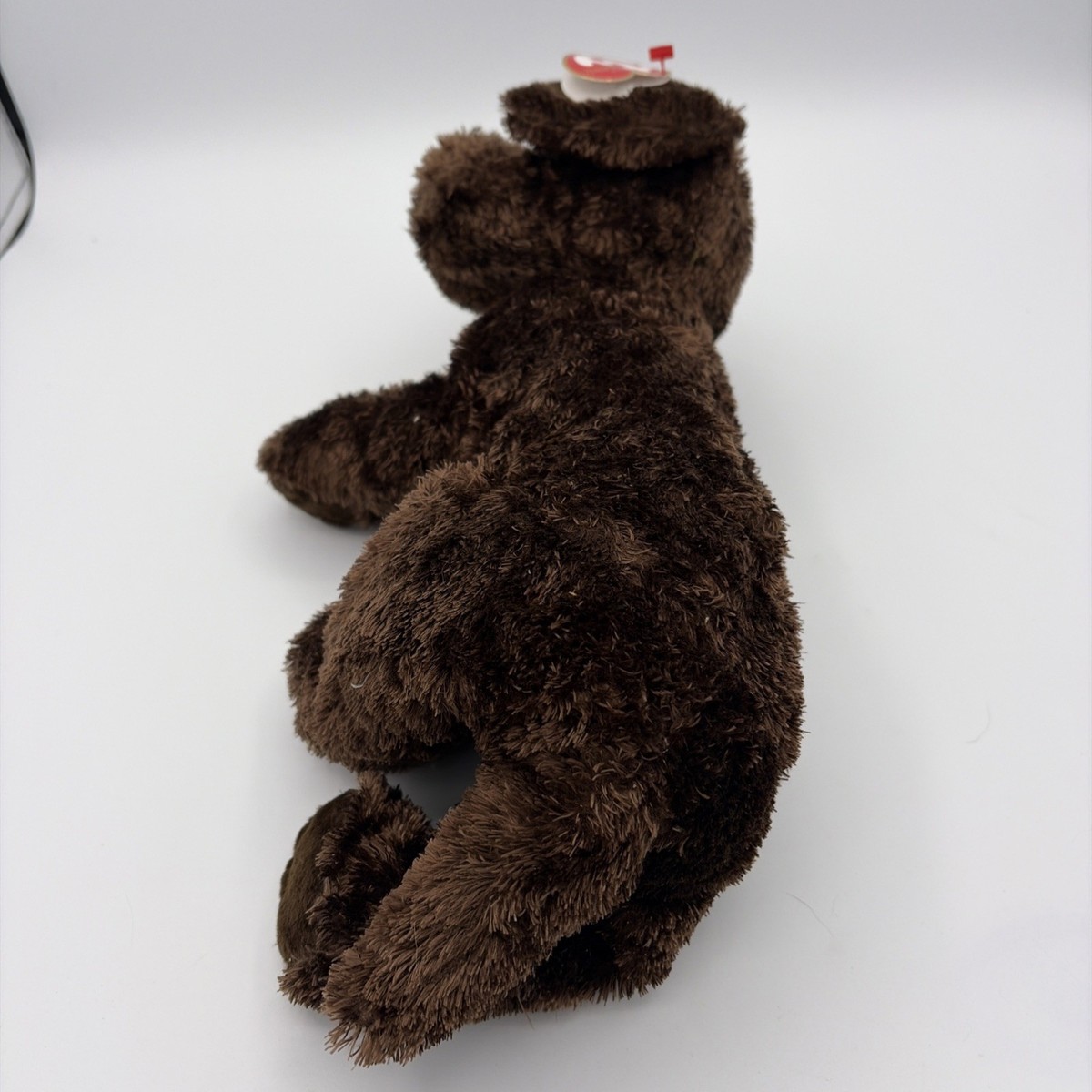 Ty Classic Nuzzle Puppy Dog Dark Brown Fuzzy 12in Plush Red Collar