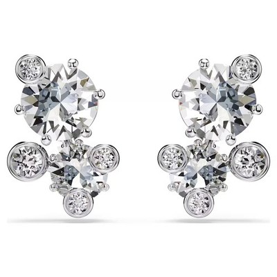 Swarovski Zirconia Constella Stud Earrings, Round Cut, White, Rhodium 5732253