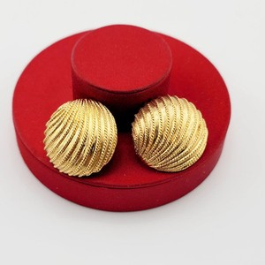 Authentic Vintage NAPIER Earrings Post Round Dome Ribbed Texture Gold Plated Jewelry