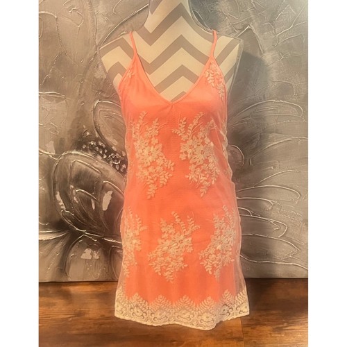 Jella Couture Lace Overlay Coral Sleeveless Lined Boho Fun Party Dress -Size S - Picture 21 of 22