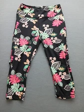 ZELOS Women's Athletic Leggings Size M Black Tropical Floral Stretch