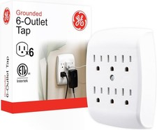 6-Outlet Extender Wall Tap, Grounded Adapter, Outlet Splitter, Charging Station