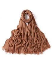 Hijab Scarf for Women Muslim Rayon Crinkle Headscarf with Fringe Edge