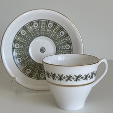 Spode Provence Y7843 Bone China Teacup Saucer Green Gold England