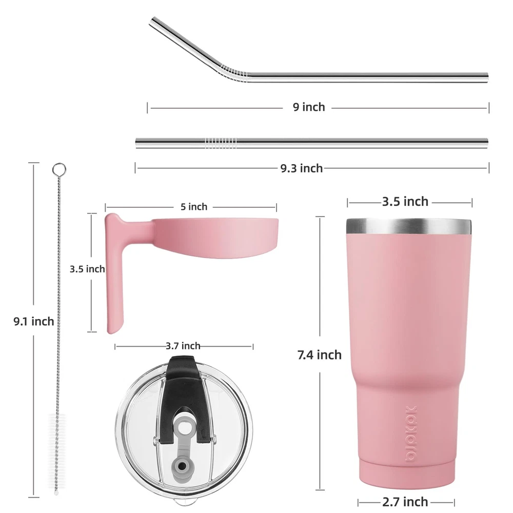 Tumbler With Handle 20 oz Stainless Steel Double Wall Insulated Tumbler Cups ...
