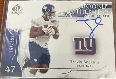 2009 SP Authentic   TRAVIS BECKUM Rookie #333   Giants   Autograph    /799
