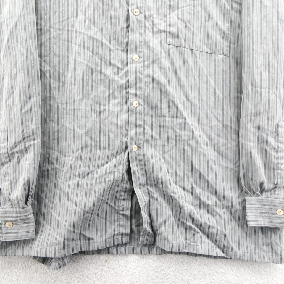 Moda Campia Moda XL Mens 17 33 Dress Shirt Gray Striped Button Down Collared Top - Image 2 of 4