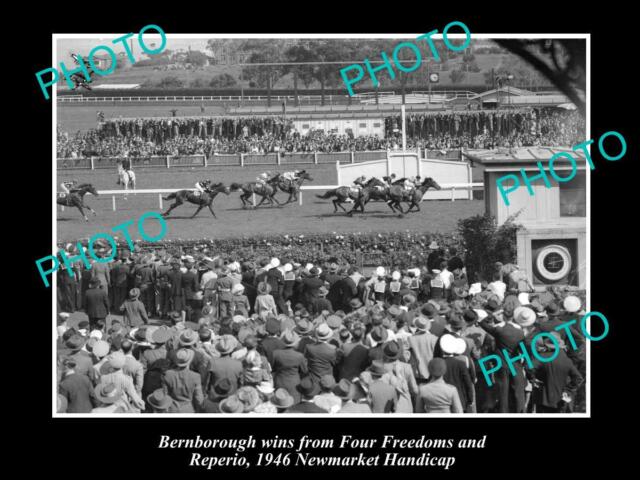 OLD 6 X 4 HORSE RACING PHOTO OF BERNBOROUGH WINNING THE NEWMARKET HANDICAP 1946