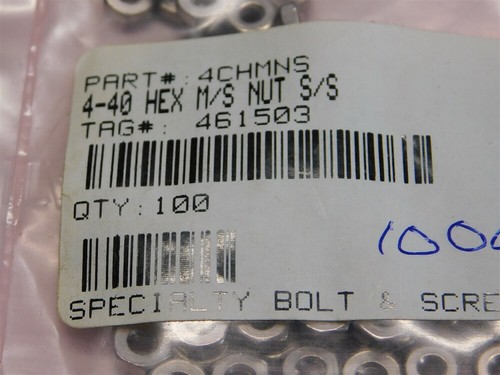 100 Mil-Spec Specialty Bolt & Screw 4-40 Stainless Steel Hex Nuts - Picture 2 of 2