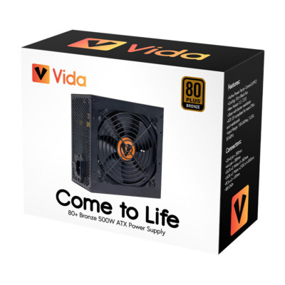 Vida 750W, 650w, 500 Watt Netzteil ATX PC Netzteil leise 120 mm Lüfter schwarz