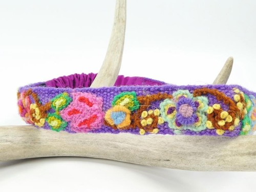 Pretty Jenny Krauss Floral Embroidered Wool Stretch Headband Handmade in Peru - Picture 8 of 15