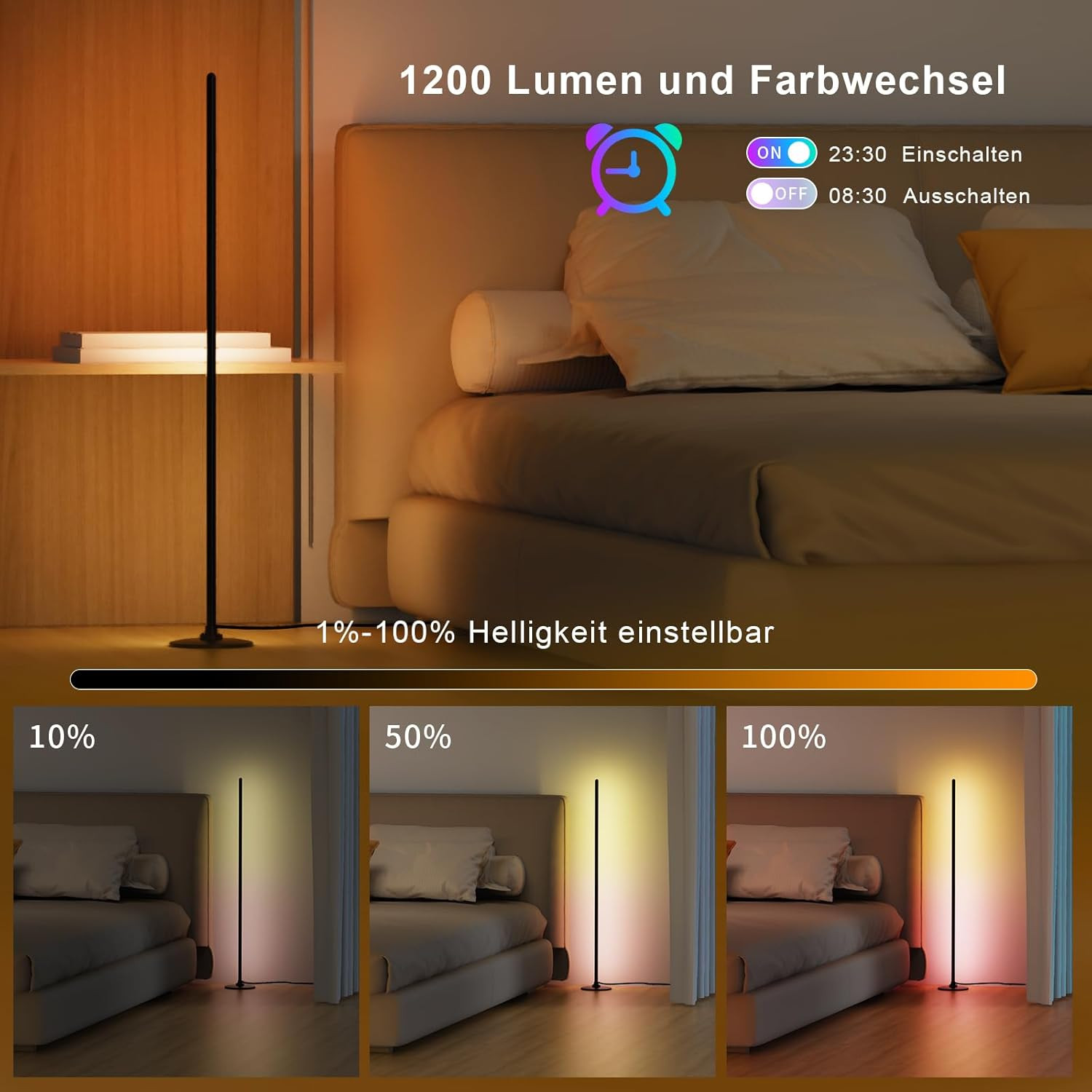 Lampada da Terra LED, app compatibile con Alexa e Google Assistant, musica Sincr foto 2