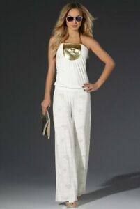 Jumpsuit Overall Weiss Gold Elegant Exclusiv Party Festlich Gr 34 Gold Cut Ebay