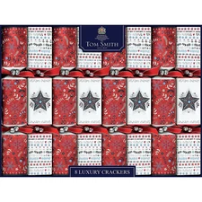 8" Tom Smith Red & White Luxury Christmas Party Crackers - 8 Pc.