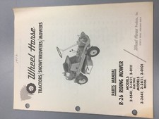 wheel horse tractor R-26 models manual or parts list vintage wheelhorse
