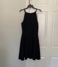 love…ady - Junior Black Halter Neck Mini/Midi Flowy Fit and Flared Dress