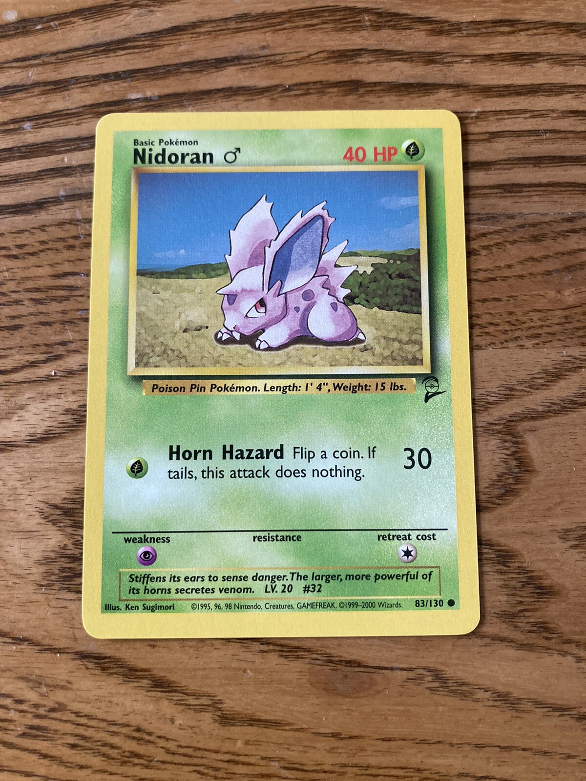 **Moderate Play** Nidoran Male 83/130 Base Set 2 Pokemon Card WotC
