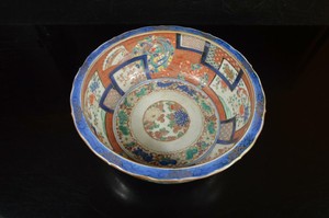 A9969: Japanese Old Imari-ware Bird Flower pattern ORNAMENTAL BOWL/Dish