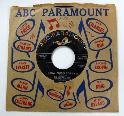 The Impressions 45 RPM Single 7'' ABC-Paramount VG+ Rn'B 1962