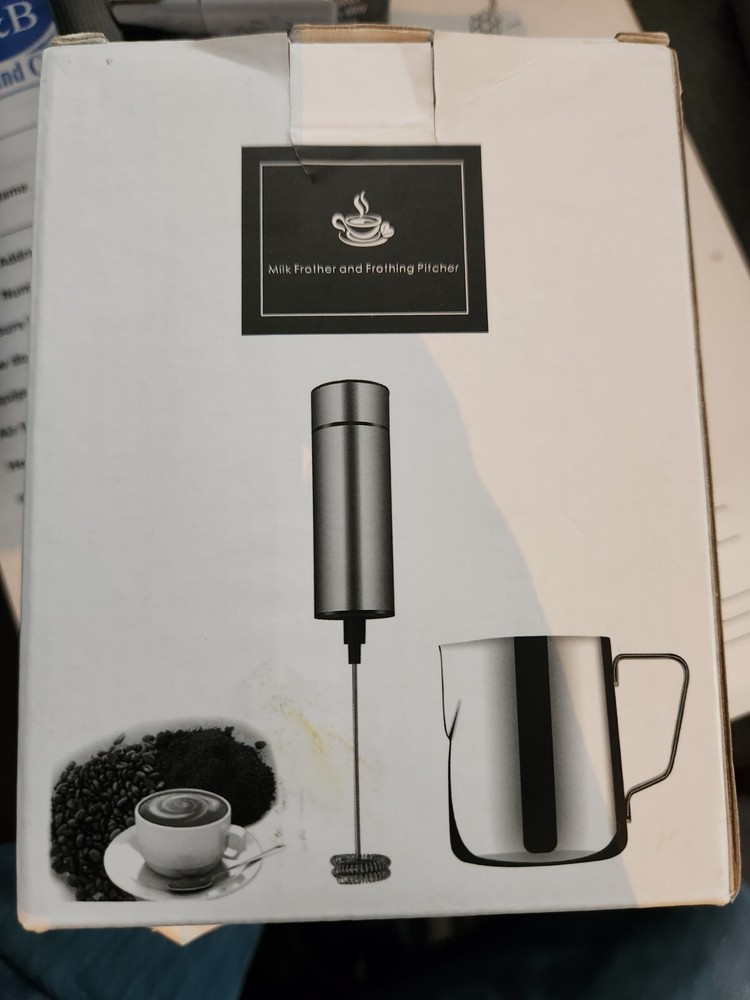 Milk Frother and cup Stainless steel handheld battery operated
