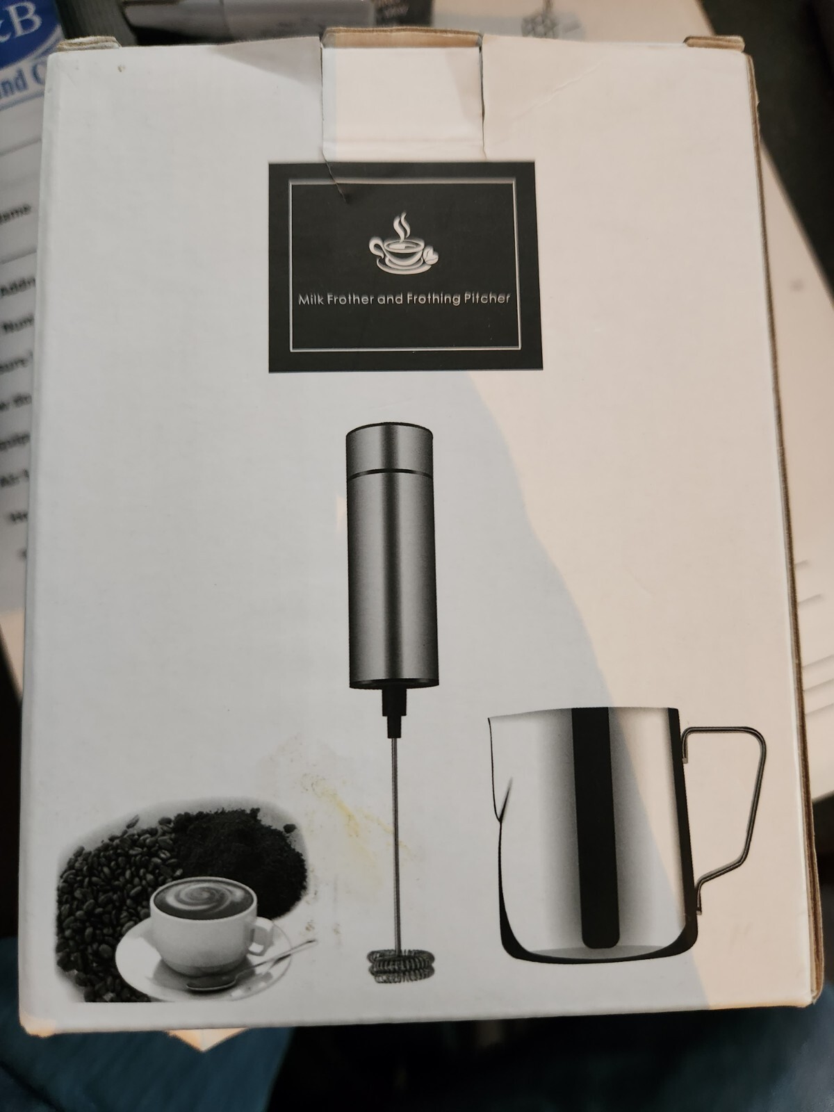 Milk Frother and cup Stainless steel handheld battery operated-image