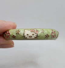 Hello Kitty Enamel Hinged Bracelet Small 5.75" Kid Size Green Pink White