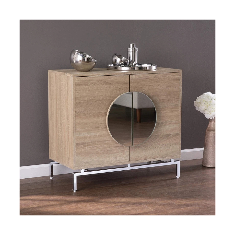 SEI Furniture Northdom 带葡萄酒储物柜,天然/铬色 — 第 3/4 张图片