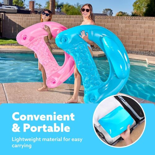 Sloosh 2 Packs Inflatable Pool Floats Chair with Cup Holder Blue/Pink 41008 - Picture 3 of 6