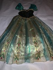 Size 7-8 Disney Store Frozen Deluxe Coronation Princess Anna Green Costume Dress