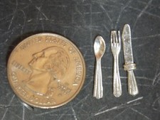 Dollhouse Miniature Silverware Set of 3 Fork Spoon  Knife B 1:12 inch scale A1