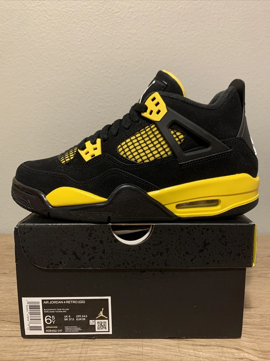 Air Jordan 4 Retro Thunder Black Yellow 2023 NEW Grade School