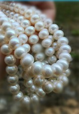  AAA Collana Giapponese Akoya 7-8mm Perle Bianche Chiusura Oro 18" 14K