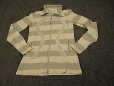 Lululemon Sweatshirt Women's 8 Ivory Cotton Blend Full Zip Hooded A1 
