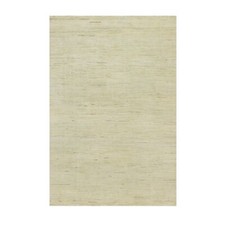 6'x9' White Wool Hand Knotted Lori Buft Thick and Plush Plain Design Rug R90392