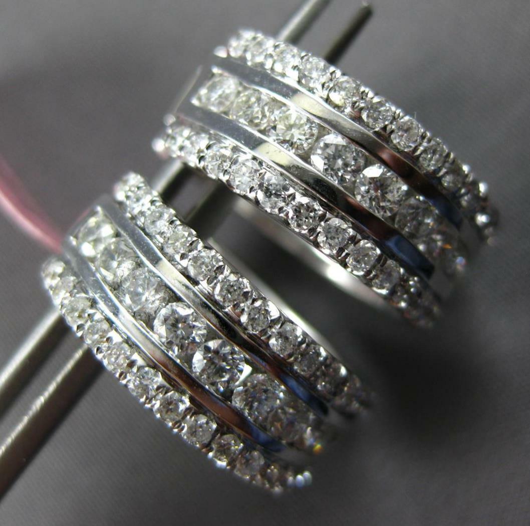 FILA ORECCHINI PENDENTI CERCHIO HUGGIE MULTI CUORE 3D 3 FILE ORO BIANCO 18KT DIAMANTE 1 61 CT