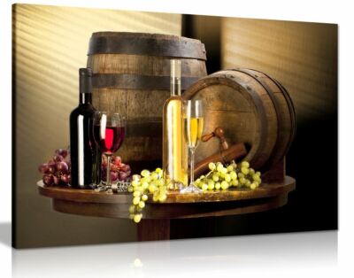 Wein mit Traube für Küche Essen Leinwand Wandbild Bild Druck