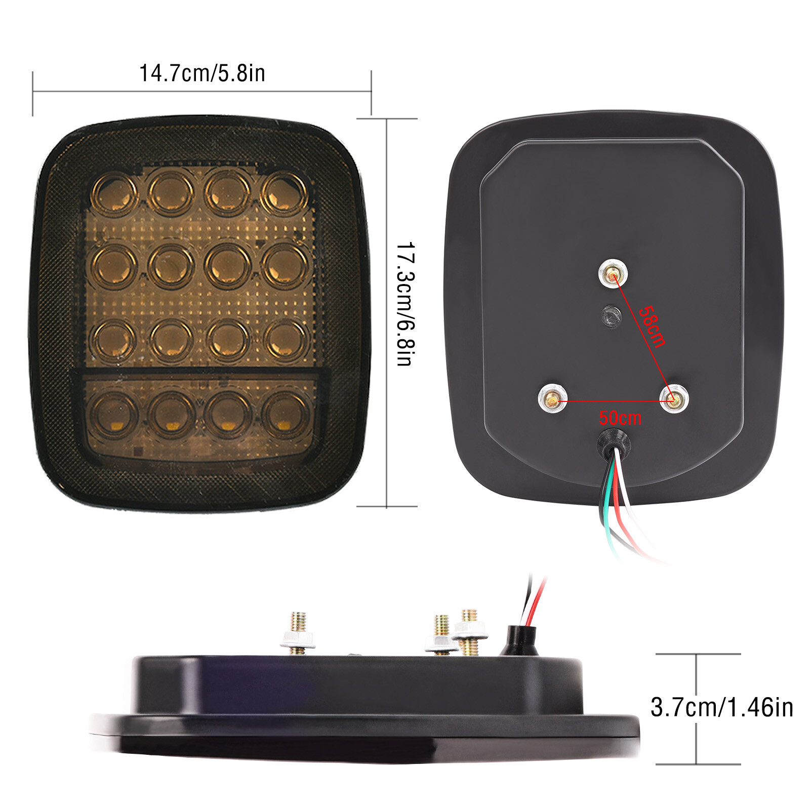 7inch LED Headlights + Tail Lights Set Combo 4X For Jeep Wrangler TJ 1997-2006