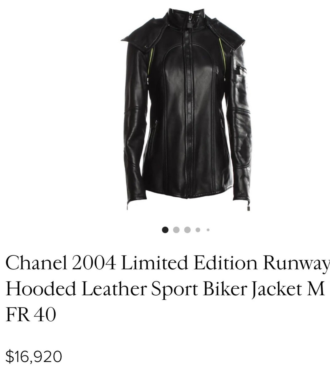 Chanel 2004 Black Leather Sport CC Logo Jacket 42 44 46 10 12 14